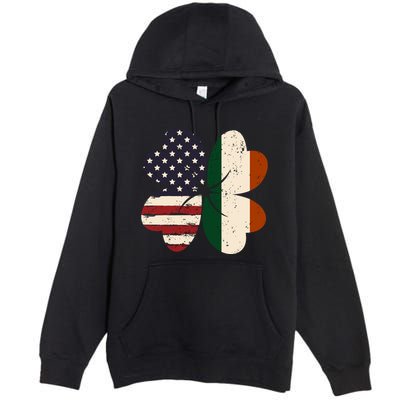 Irish American Flag Shamrock Premium Pullover Hoodie