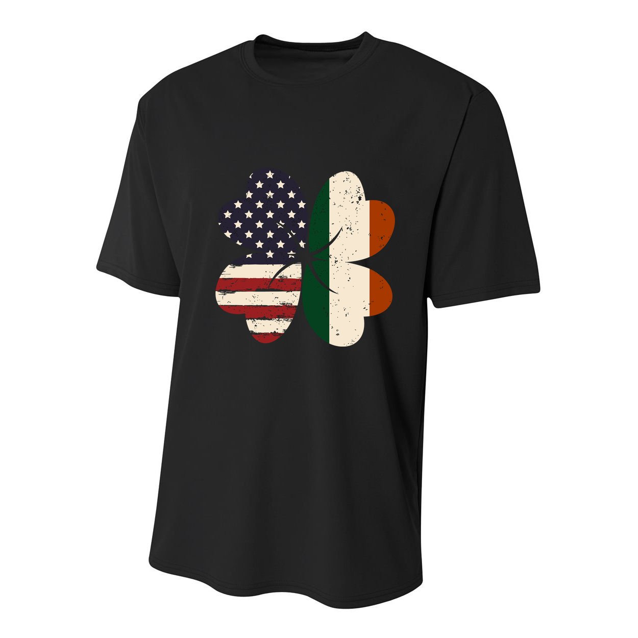 Irish American Flag Shamrock Youth Performance Sprint T-Shirt