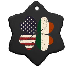 Irish American Flag Shamrock Ceramic Star Ornament