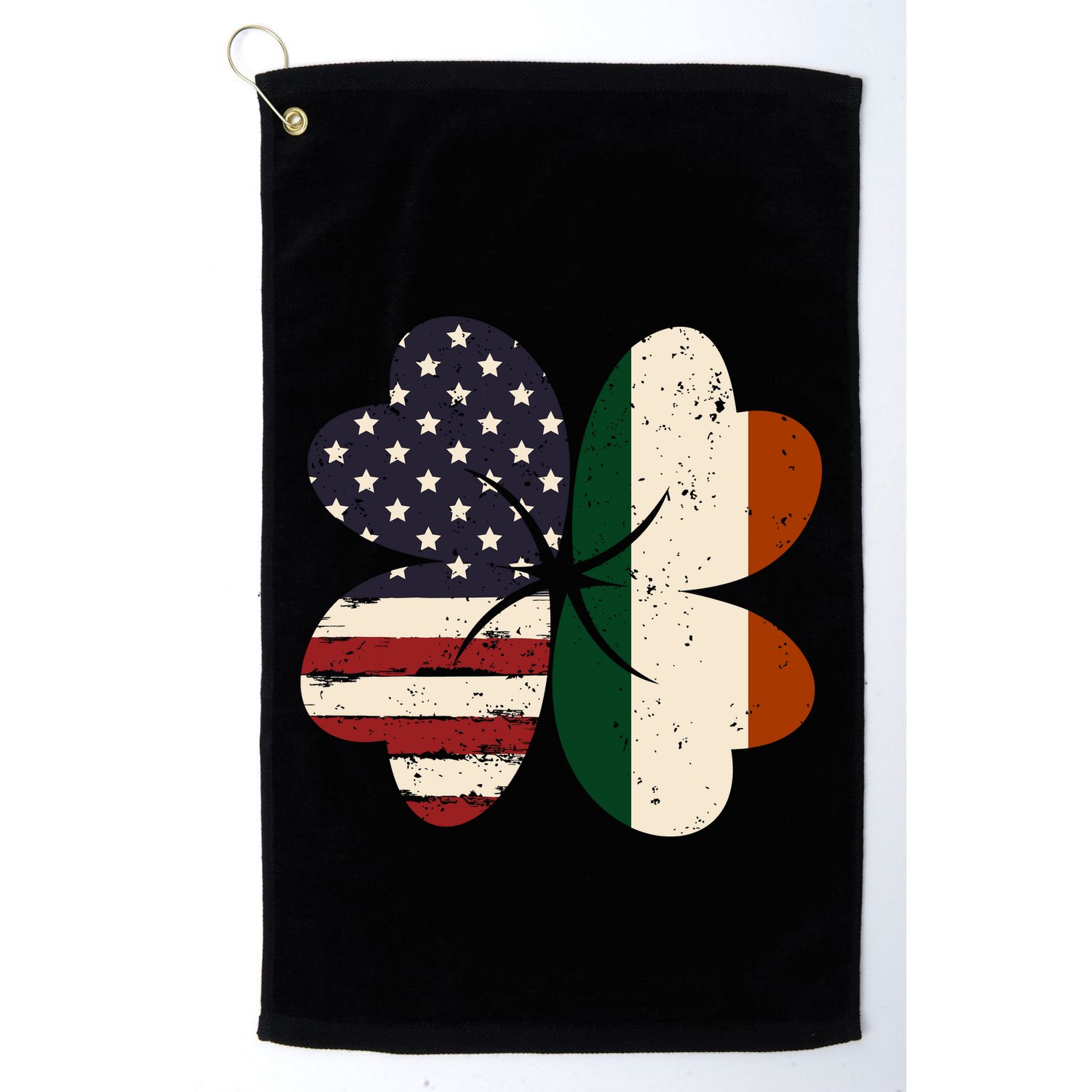 Irish American Flag Shamrock Golf Towel