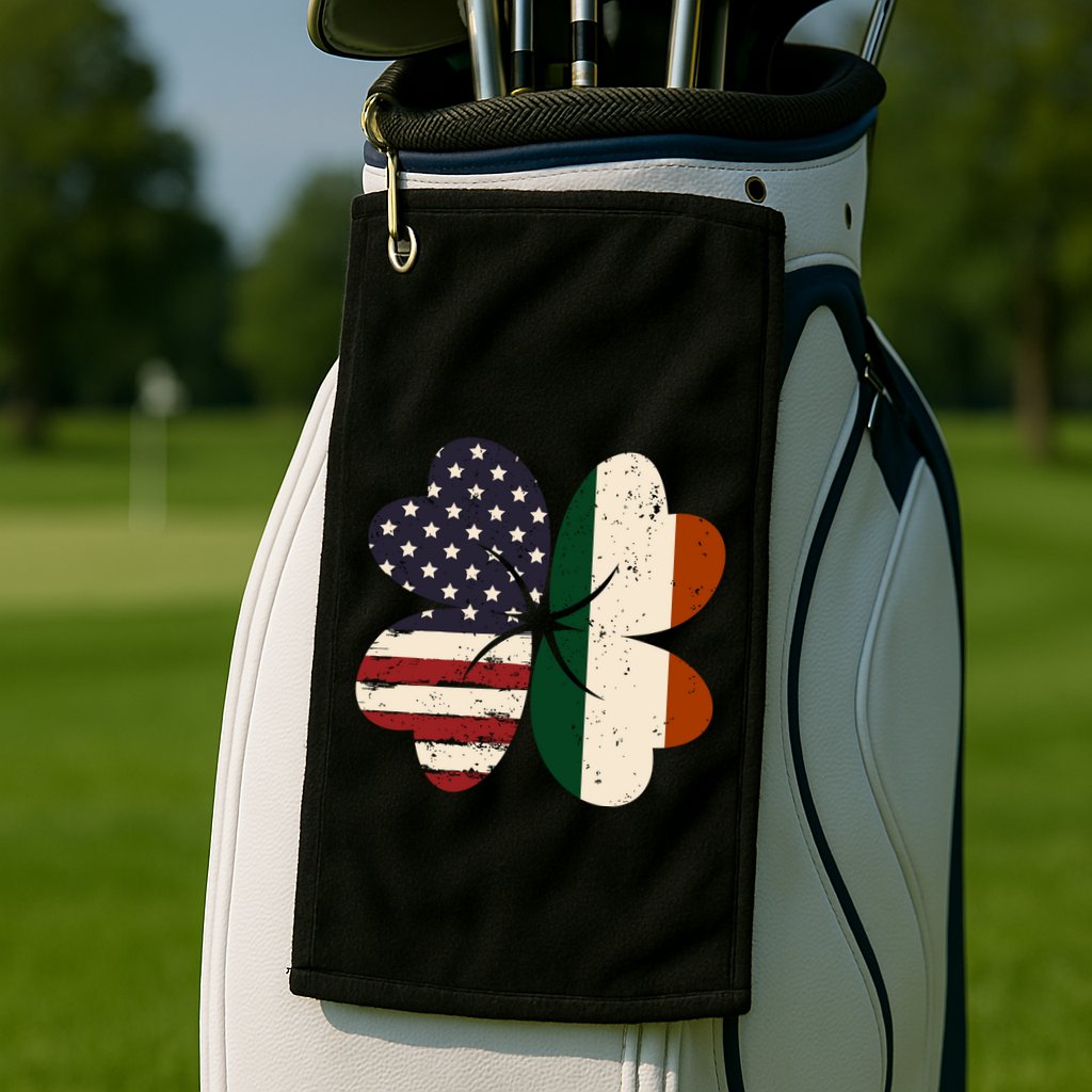 Irish American Flag Shamrock Golf Towel