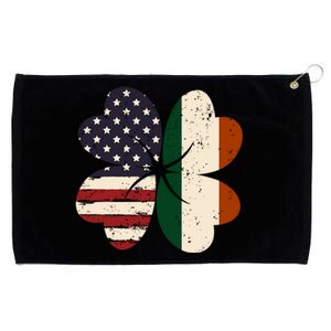 Irish American Flag Shamrock Grommeted Golf Towel