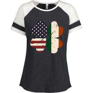 Irish American Flag Shamrock Enza Ladies Jersey Colorblock Tee