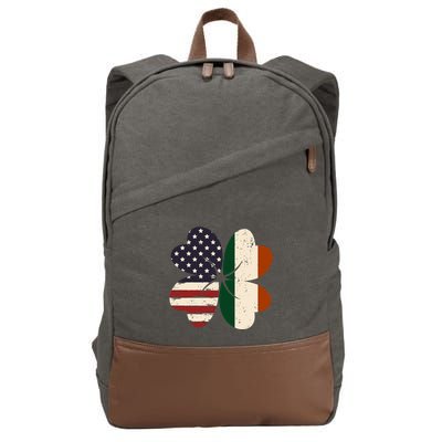 Irish American Flag Shamrock Cotton Canvas Backpack