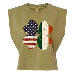 Irish American Flag Shamrock Garment-Dyed Women's Muscle Tee