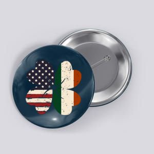 Irish American Flag Shamrock Button