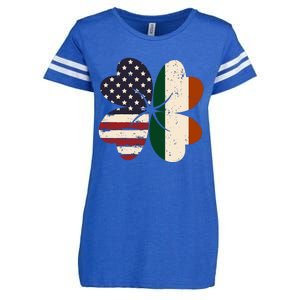 Irish American Flag Shamrock Enza Ladies Jersey Football T-Shirt