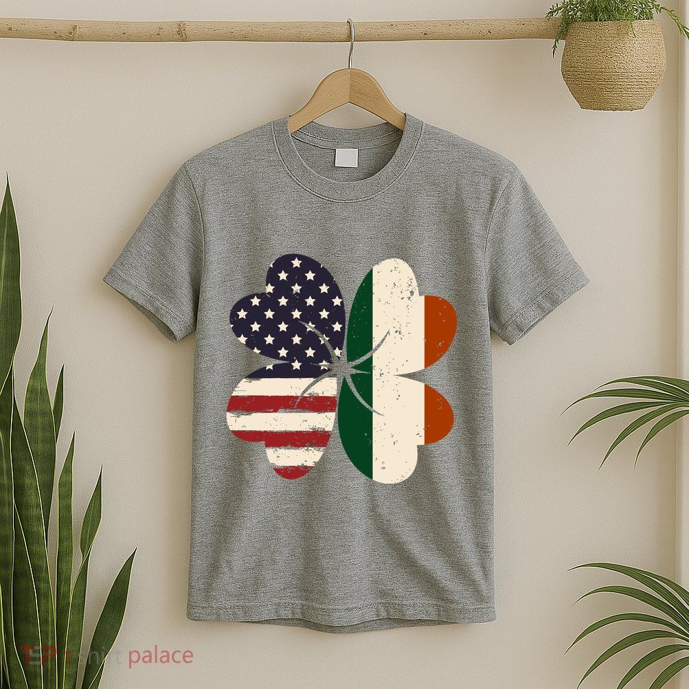 Irish American Flag Shamrock T-Shirt