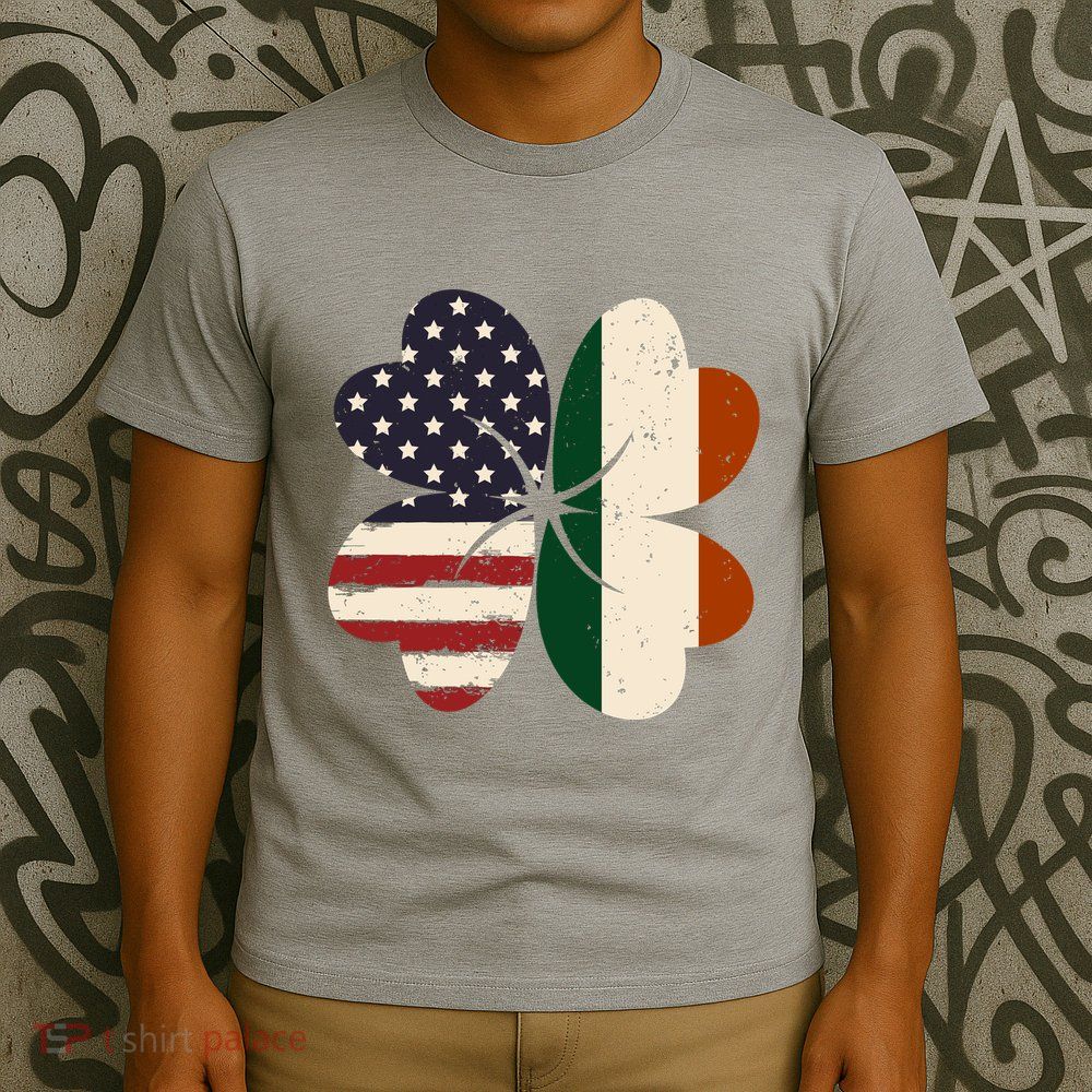 Irish American Flag Shamrock T-Shirt