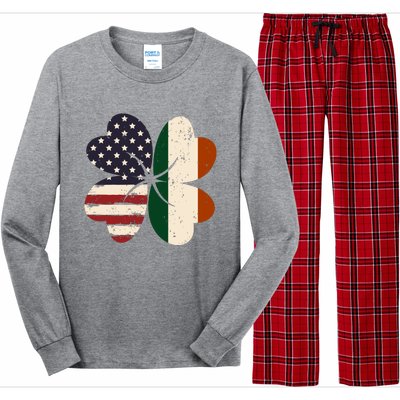 Irish American Flag Shamrock Long Sleeve Pajama Set