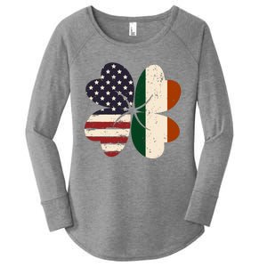 Irish American Flag Shamrock Women's Perfect Tri Tunic Long Sleeve Shirt