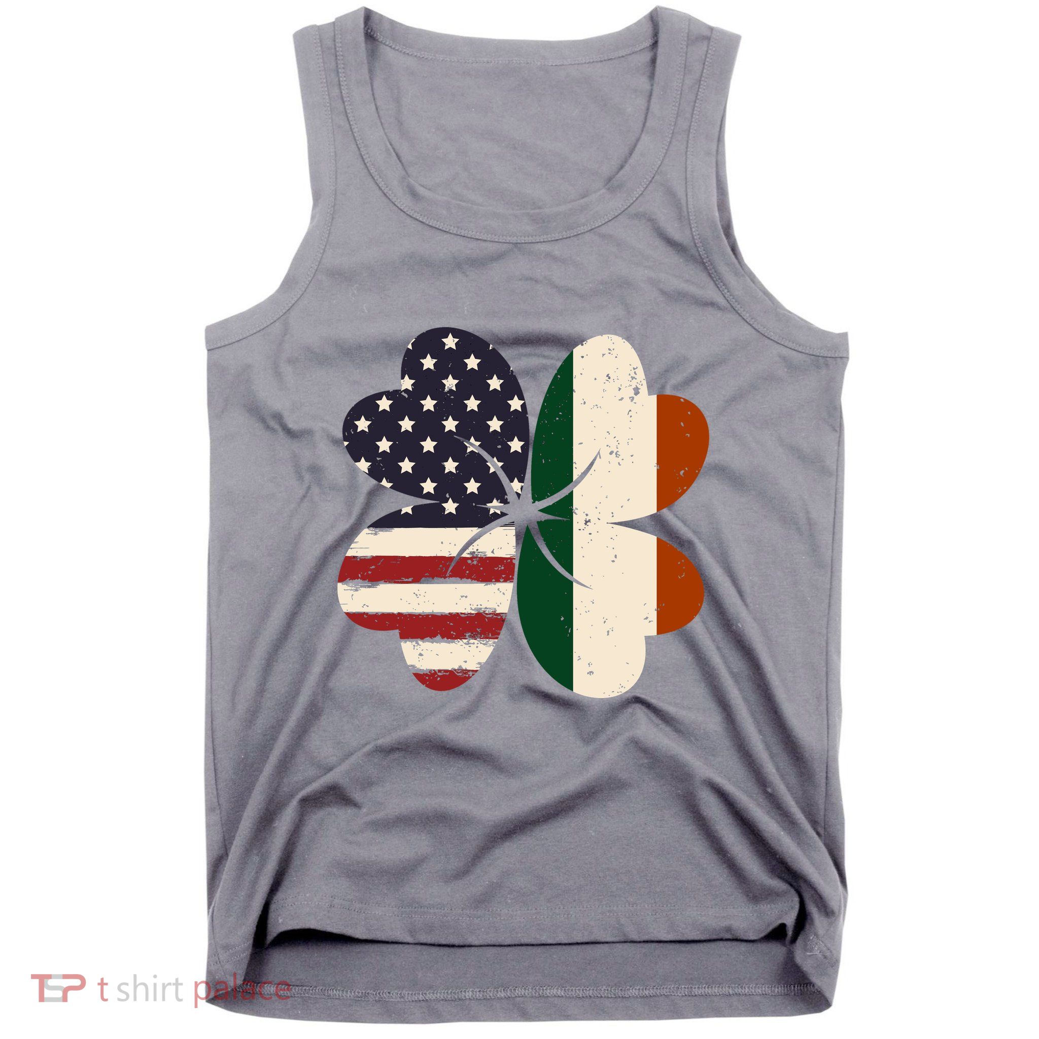 Irish American Flag Shamrock Tank Top