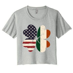 Irish American Flag Shamrock Women's Crop Top Tee