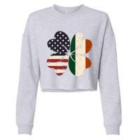 Irish American Flag Shamrock Cropped Pullover Crew