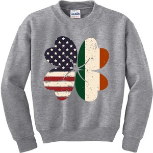 Irish American Flag Shamrock Kids Sweatshirt