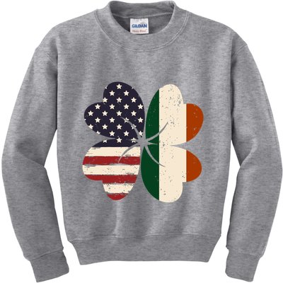 Irish American Flag Shamrock Kids Sweatshirt