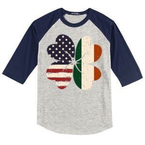 Irish American Flag Shamrock Kids Colorblock Raglan Jersey