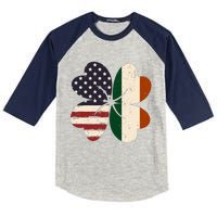 Irish American Flag Shamrock Kids Colorblock Raglan Jersey