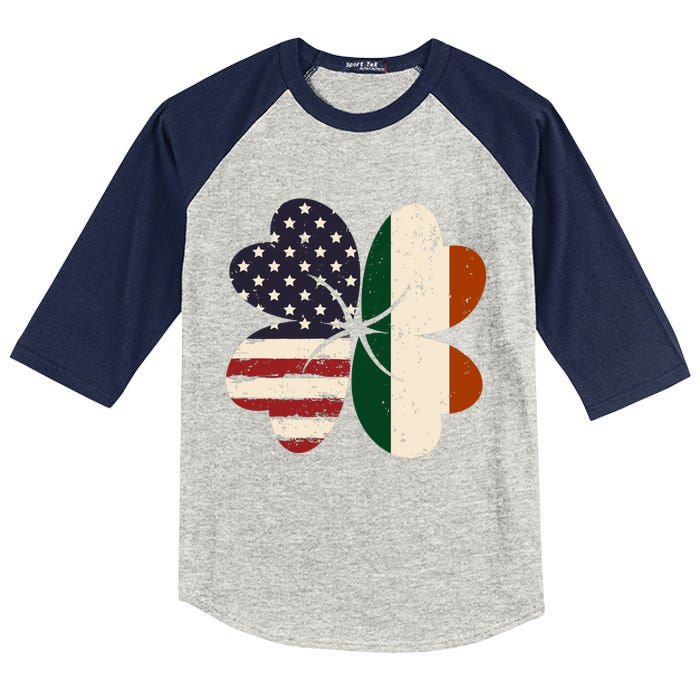 Irish American Flag Shamrock Kids Colorblock Raglan Jersey