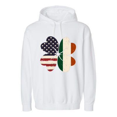 Irish American Flag Shamrock Garment-Dyed Fleece Hoodie