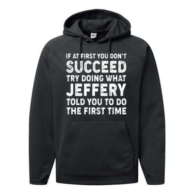 If At First You Dont Succeed Custom Name Personalized Text Performance Fleece Hoodie