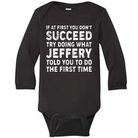 If At First You Dont Succeed Custom Name Personalized Text Baby Long Sleeve Bodysuit