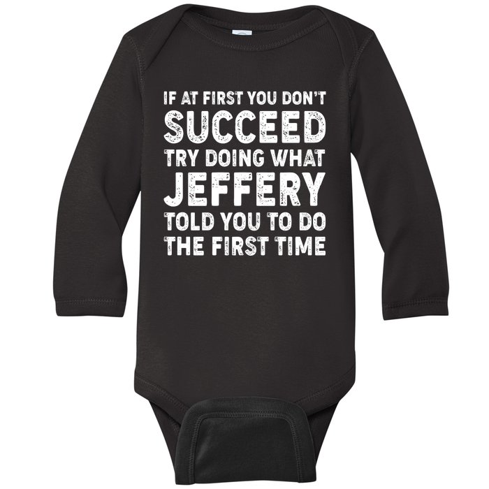 If At First You Dont Succeed Custom Name Personalized Text Baby Long Sleeve Bodysuit