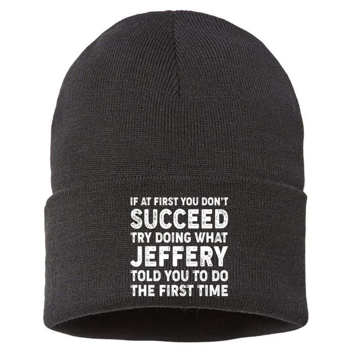If At First You Dont Succeed Custom Name Personalized Text Sustainable Knit Beanie