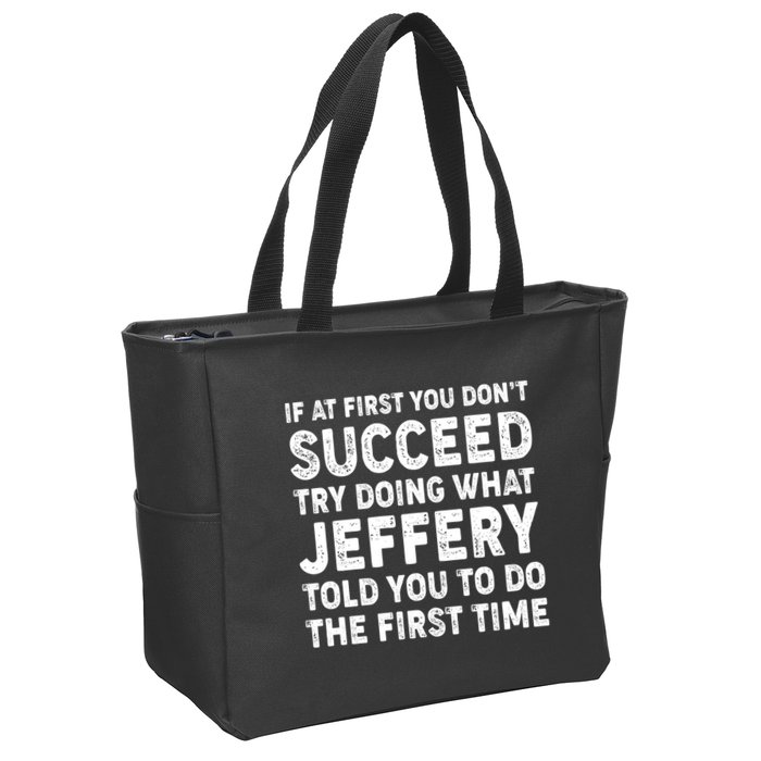 If At First You Dont Succeed Custom Name Personalized Text Zip Tote Bag