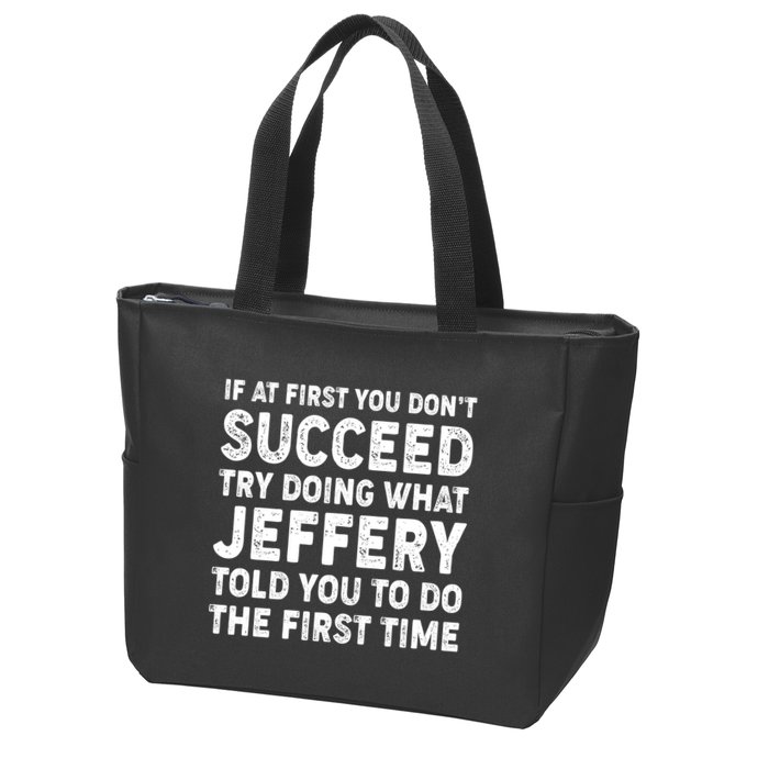 If At First You Dont Succeed Custom Name Personalized Text Zip Tote Bag