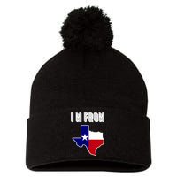 I Am From Texas Pom Pom 12in Knit Beanie