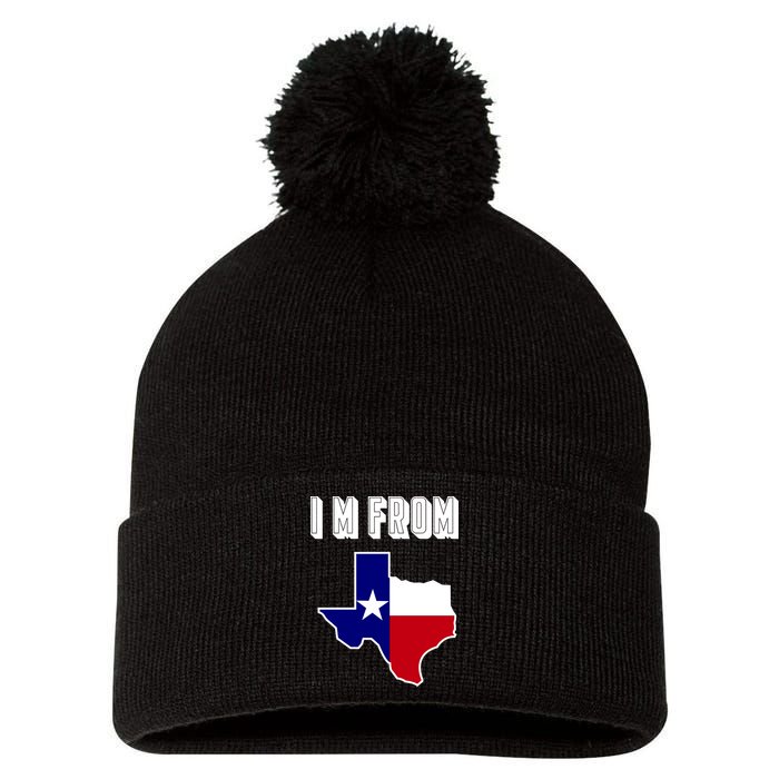 I Am From Texas Pom Pom 12in Knit Beanie