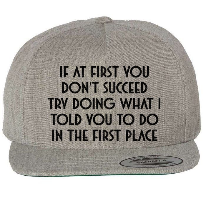 If At First You DonT Succeed Try Doing What I Told You To Wool Snapback Cap