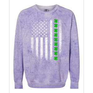 Irish American Flag Usa Retro St Patrick's Day Shamrock Gift Colorblast Crewneck Sweatshirt