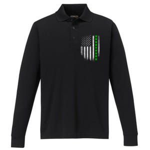 Irish American Flag Usa Retro St Patrick's Day Shamrock Gift Performance Long Sleeve Polo