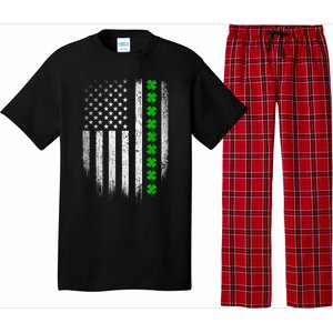 Irish American Flag Usa Retro St Patrick's Day Shamrock Gift Pajama Set