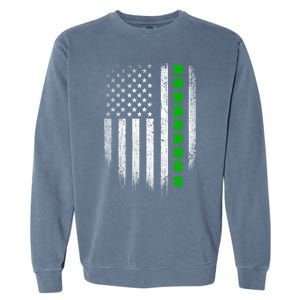 Irish American Flag Usa Retro St Patrick's Day Shamrock Gift Garment-Dyed Sweatshirt