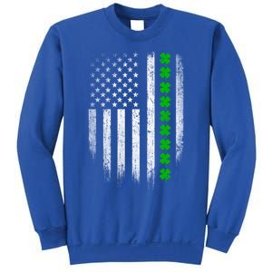 Irish American Flag Usa Retro St Patrick's Day Shamrock Gift Sweatshirt