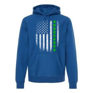 Irish American Flag Usa Retro St Patrick's Day Shamrock Gift Premium Hoodie