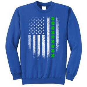 Irish American Flag Usa Retro St Patrick's Day Shamrock Gift Tall Sweatshirt