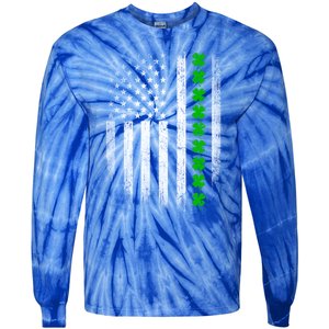 Irish American Flag Usa Retro St Patrick's Day Shamrock Gift Tie-Dye Long Sleeve Shirt