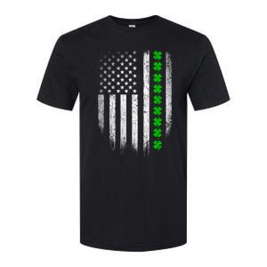 Irish American Flag Usa Retro St Patrick's Day Shamrock Gift Softstyle CVC T-Shirt