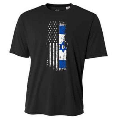 Israeli American Flag Pride Israel Usa Cooling Performance Crew T-Shirt