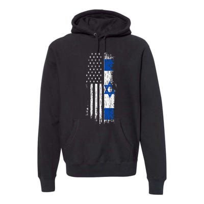 Israeli American Flag Pride Israel Usa Premium Hoodie