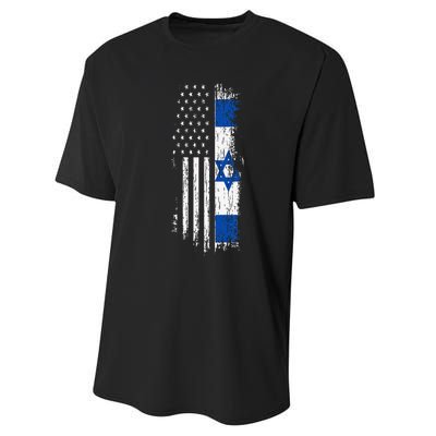 Israeli American Flag Pride Israel Usa Performance Sprint T-Shirt