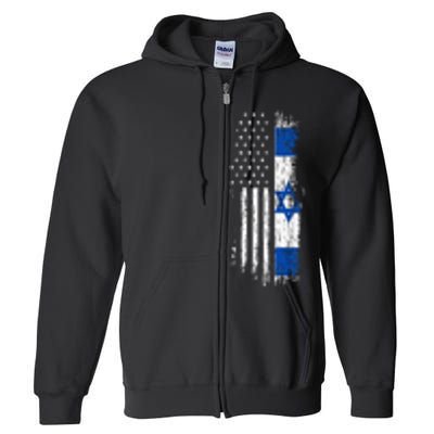 Israeli American Flag Pride Israel Usa Full Zip Hoodie