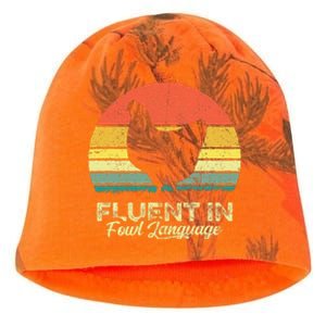 I Am Fluent In Fowl Language Foul Chicken Farm Farmer Kati - Camo Knit Beanie