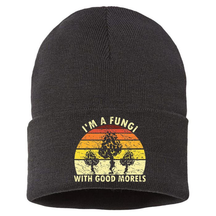 I'm A Fungi Funny Mushroom Foraging Retro FungiHunter Sustainable Knit Beanie
