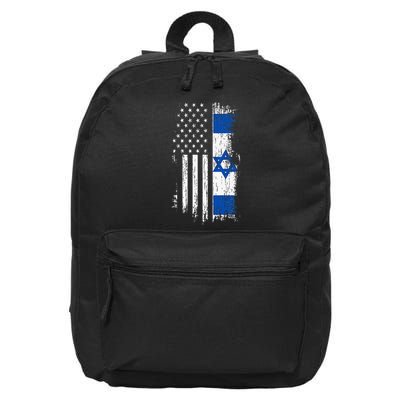 Israeli American Flag Pride Israel USA Patriotic Pride 16 in Basic Backpack