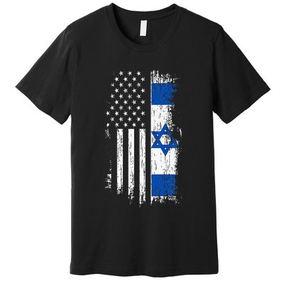 Israeli American Flag Pride Israel USA Patriotic Pride Premium T-Shirt